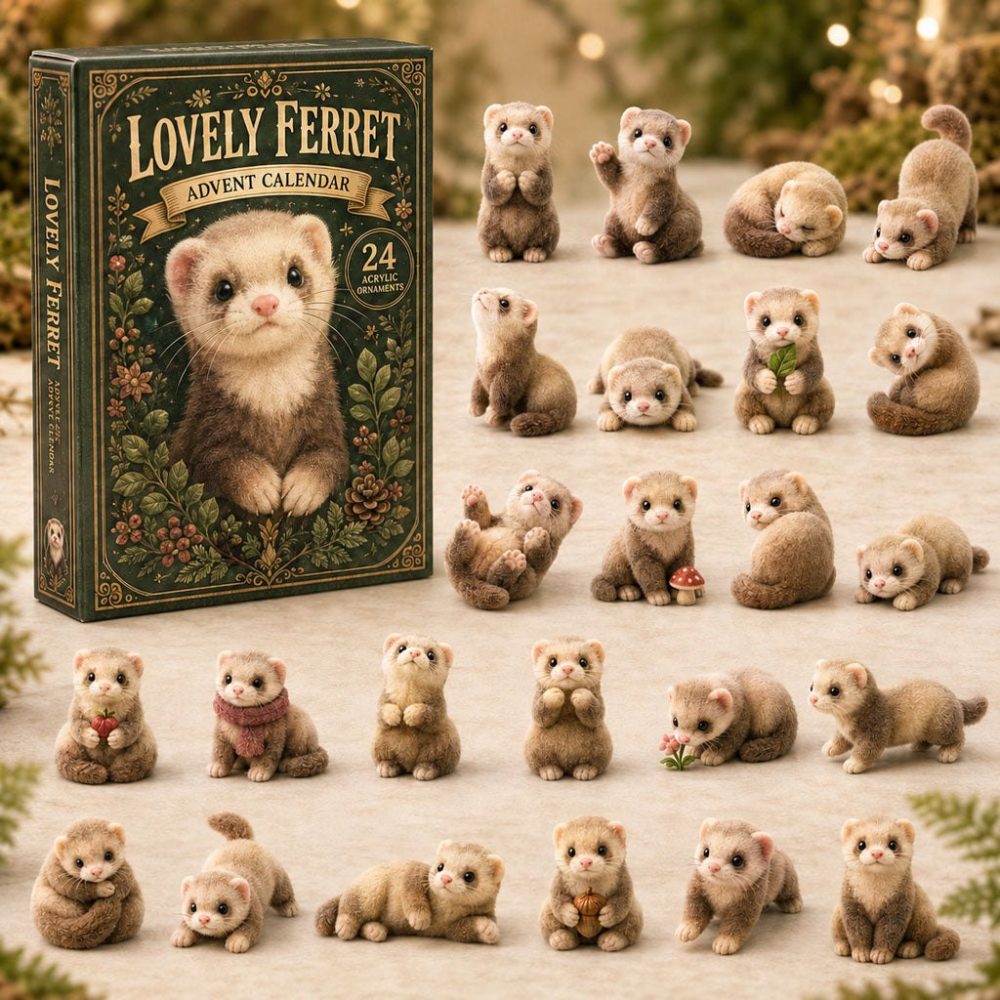2026 Ferret Holiday Countdown — 24-Day Acrylic Charm Advent Calendar, Cute Collectible Gift For Small Pet Lovers