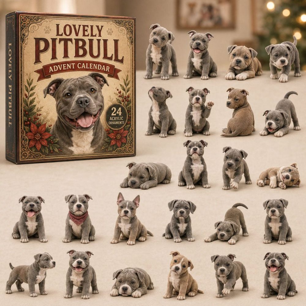 Lovely Pitbull 24-Day Charm Countdown Calendar - 2026 Acrylic Heartfelt Dog Gift Set For Pitbull Lovers & Collectors