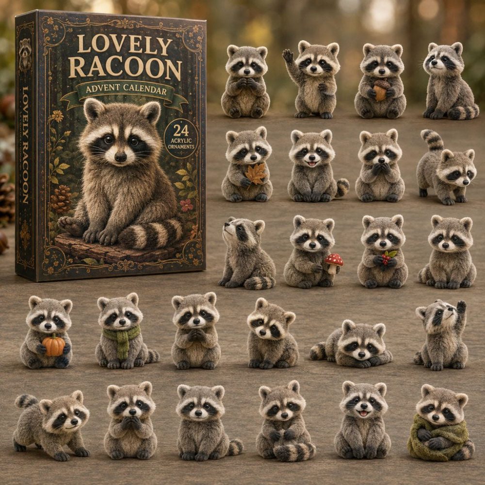 Raccoon World 2026 Holiday Advent Calendar — 24-Day Acrylic Charm Collectible Set, Cute Countdown Gift For Animal Fans
