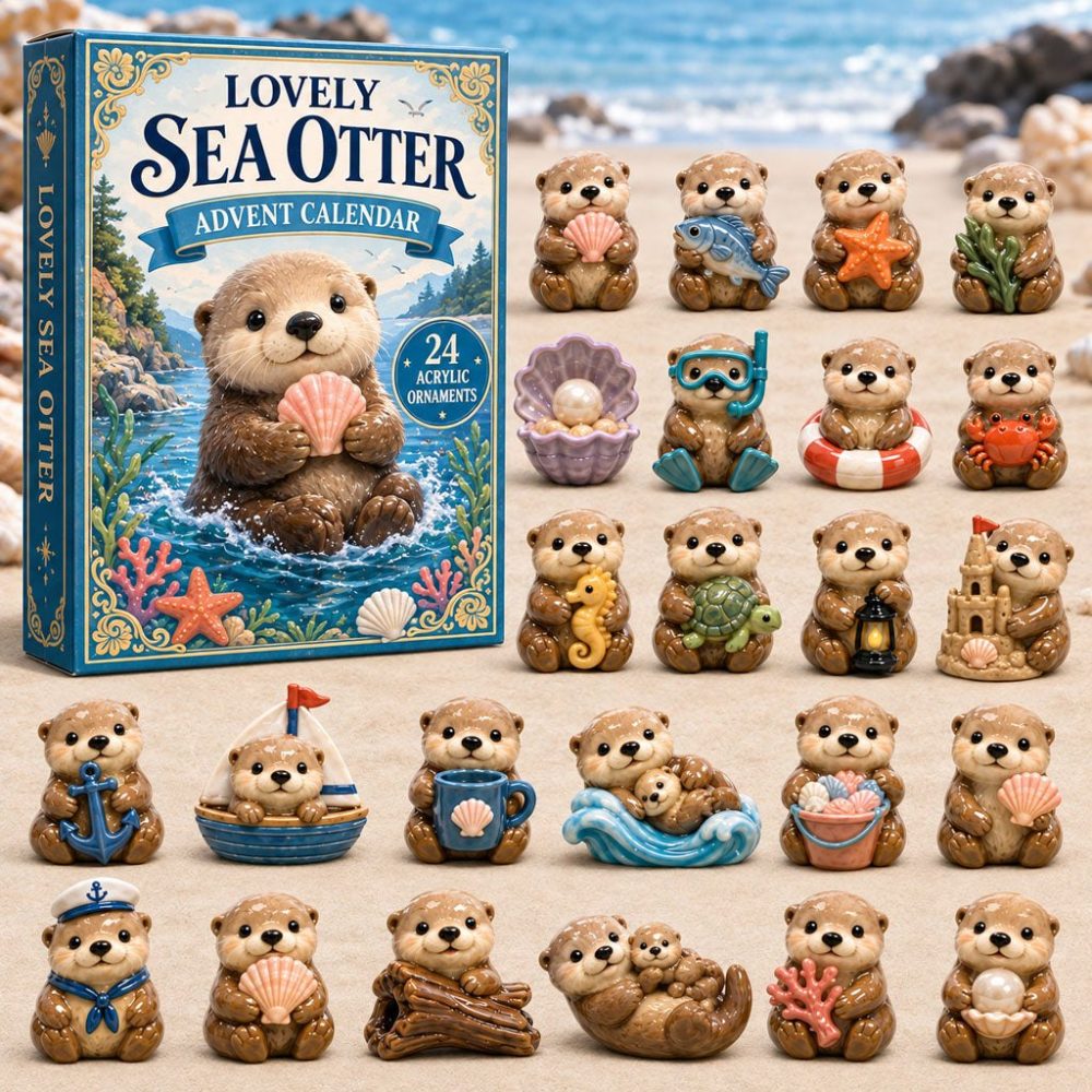 Lovely Sea Otter 24-Day 2026 Acrylic Charm Countdown - Adorable Marine Otter Holiday Calendar, Perfect Stocking Stuffer Gift