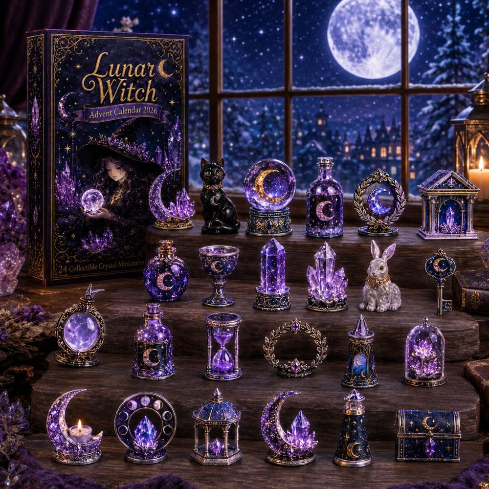 Mystic Lunar Witch Advent Collection 2026 – 24-Day Acrylic Charm Countdown For Witches, Tarot & Moon Lovers