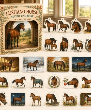 Lusitano Horse 24-Day Charm Countdown — Acrylic Equestrian Charms Set For Fans Of Portuguese Horse Breeds, Holiday Gift