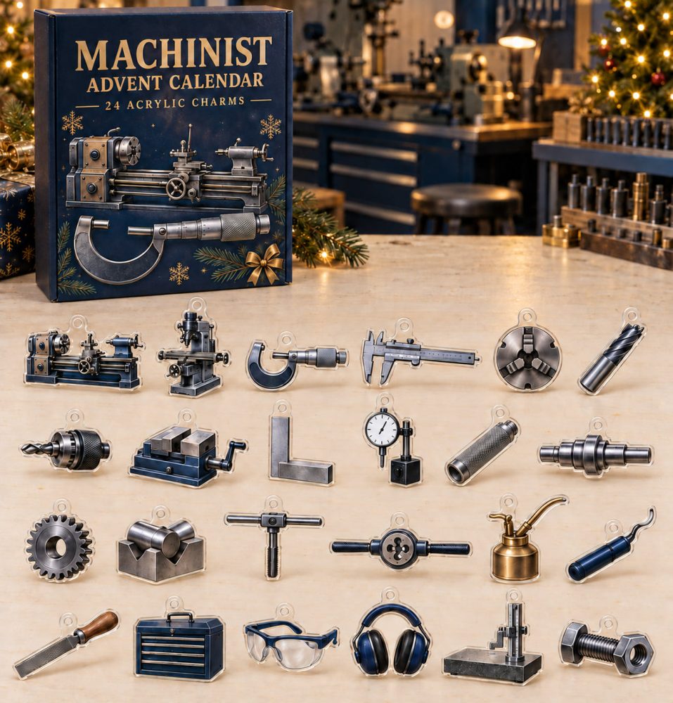 Machinist 24-Charm Industrial Advent Countdown — Cnc & Tooling Acrylic Charms, Workshop-Themed Holiday Gift For Metalworkers 2026