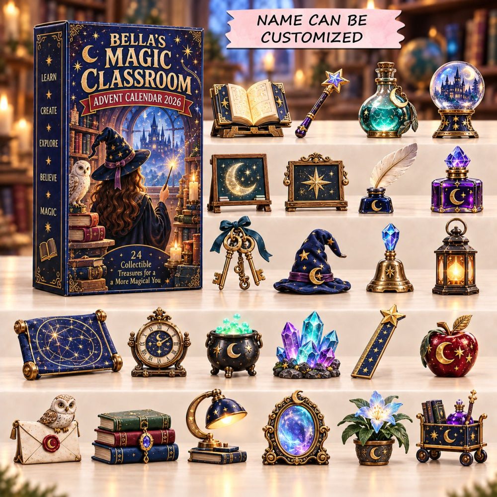 2026 Magic Classroom Advent Calendar — 24-Day Acrylic Charm Countdown With Wizard School & Teacher Themes, Fun Gift