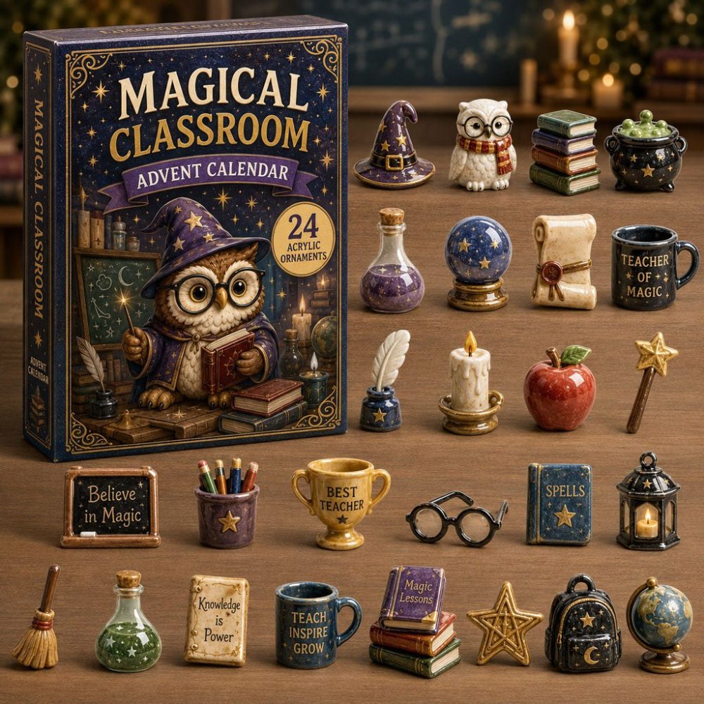 Magical Classroom 2026 Advent Calendar — 24 Enchanting Acrylic Charms, Teacher & Student Holiday Countdown Gift