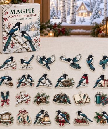 Magpie 24-Charm Bird Advent Calendar - Acrylic Charms, Black-And-White Feather Wildlife Countdown For Christmas 2026