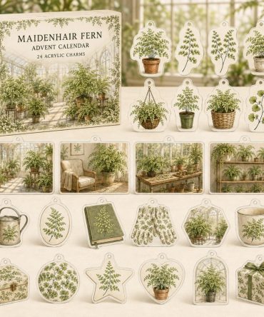 Maidenhair Fern 24-Day Acrylic Charm Holiday Countdown - Plant Lover Gift, Mini Charms & Home Decor