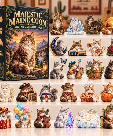 Luxury 24-Day 2026 Maine Coon Collector Countdown — Elegant Acrylic Charm Advent Set With Reusable Display & Gift-Ready Packaging