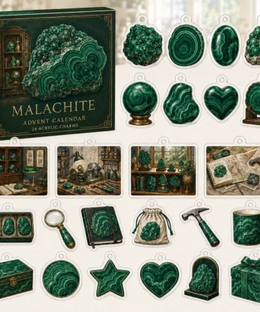 Malachite 24-Day Charm Countdown — 24 Acrylic Malachite-Style Charms In Gift Advent Box For Transformation & Jewelry