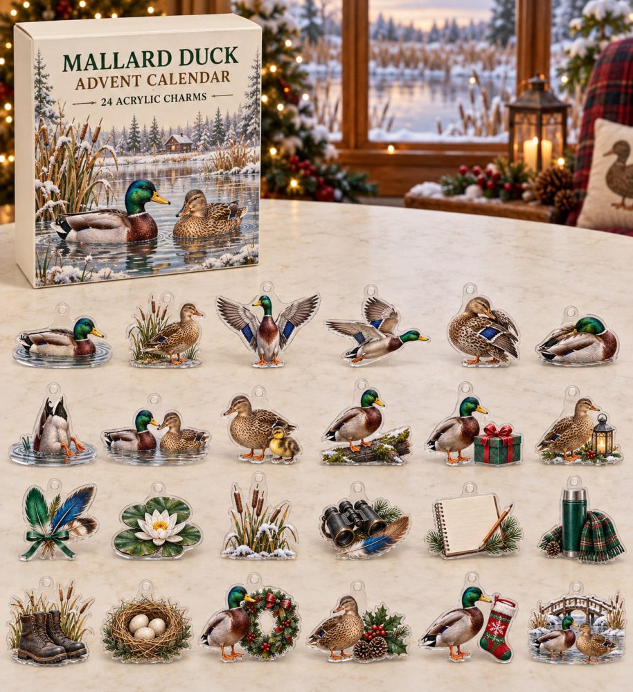 Mallard Duck 24-Charm Advent Calendar - Acrylic Duck Charms, Pond Wildlife Christmas Countdown Gift 2026