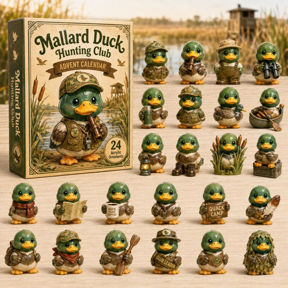 Exclusive Mallard Hunting Club Countdown Calendar — 24 Acrylic Collector Charms, Rustic Gift For Hunting Clubs & Teams Holiday 2026