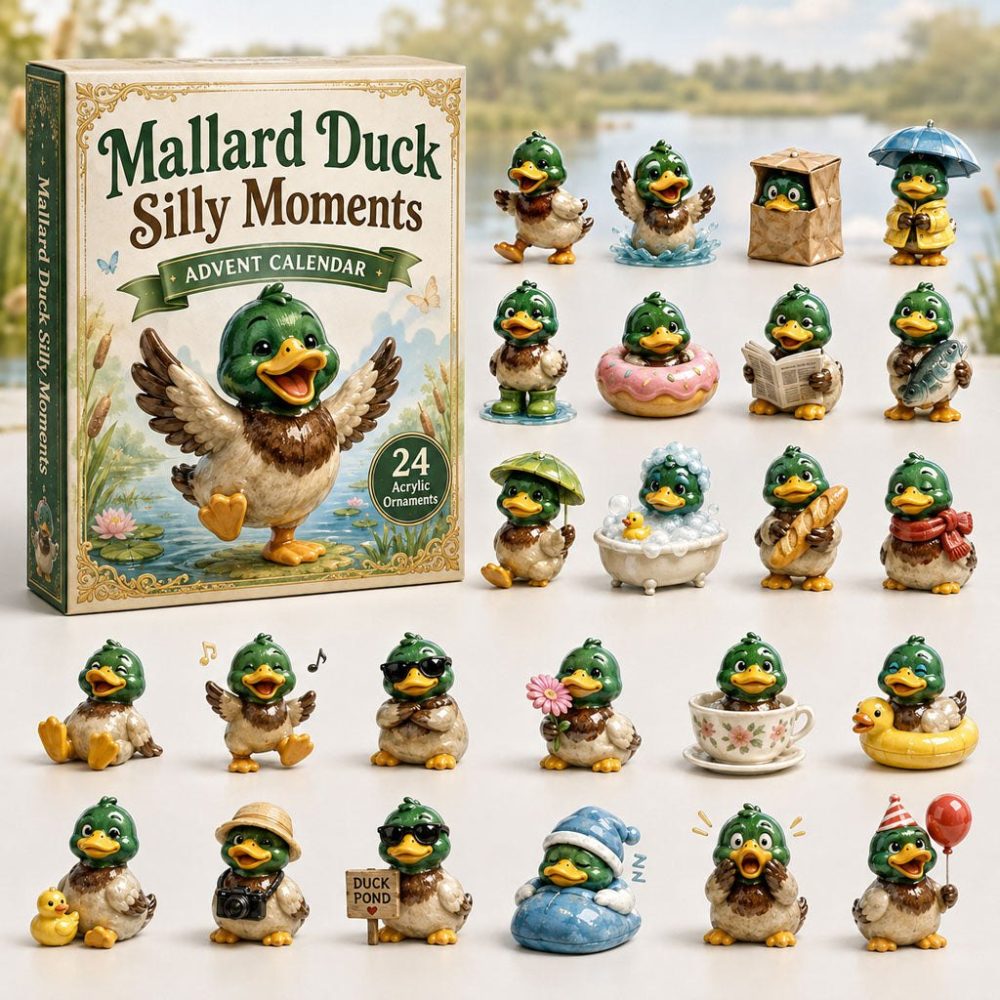 Mallard Duck Silly Moments Advent – 24-Day 2026 Acrylic Charm Countdown Calendar, Cute Duck Gift For Kids