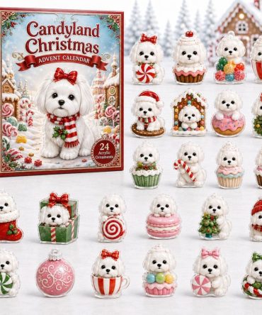 Maltese Candyland Christmas 2026 Countdown — 24 Sweet Candy-Themed Acrylic Charms Advent Calendar, Fun Holiday Keepsake