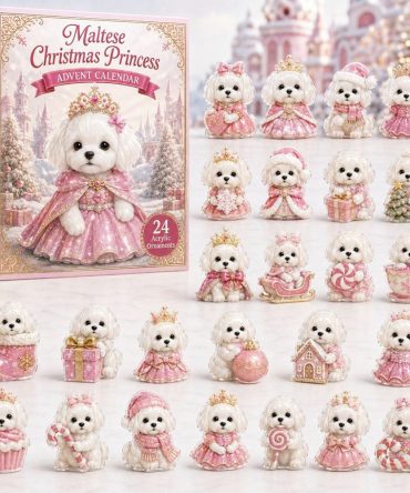 Maltese Christmas Princess 2026 Countdown — 24 Regal Acrylic Charms Advent Calendar, Elegant Holiday Gift For Pet Lovers