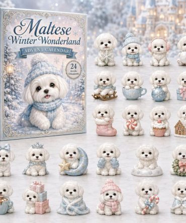 Maltese Winter Wonderland 2026 Countdown — 24 Snowy Acrylic Charms Advent Calendar, Cozy Dog-Lover Holiday Gift