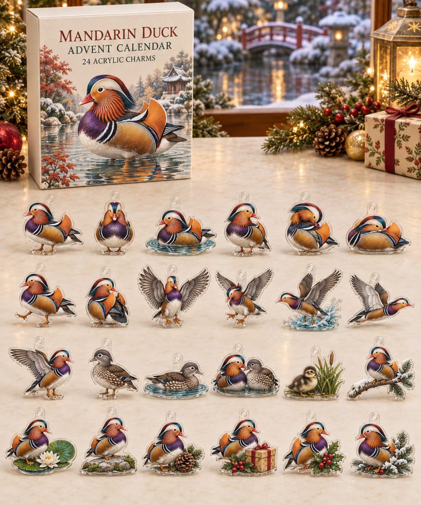 Mandarin Duck 24-Day Acrylic Charm Countdown Calendar — Colorful Waterfowl Gift Set & Collector’S Holiday Advent For Bird Enthusiasts