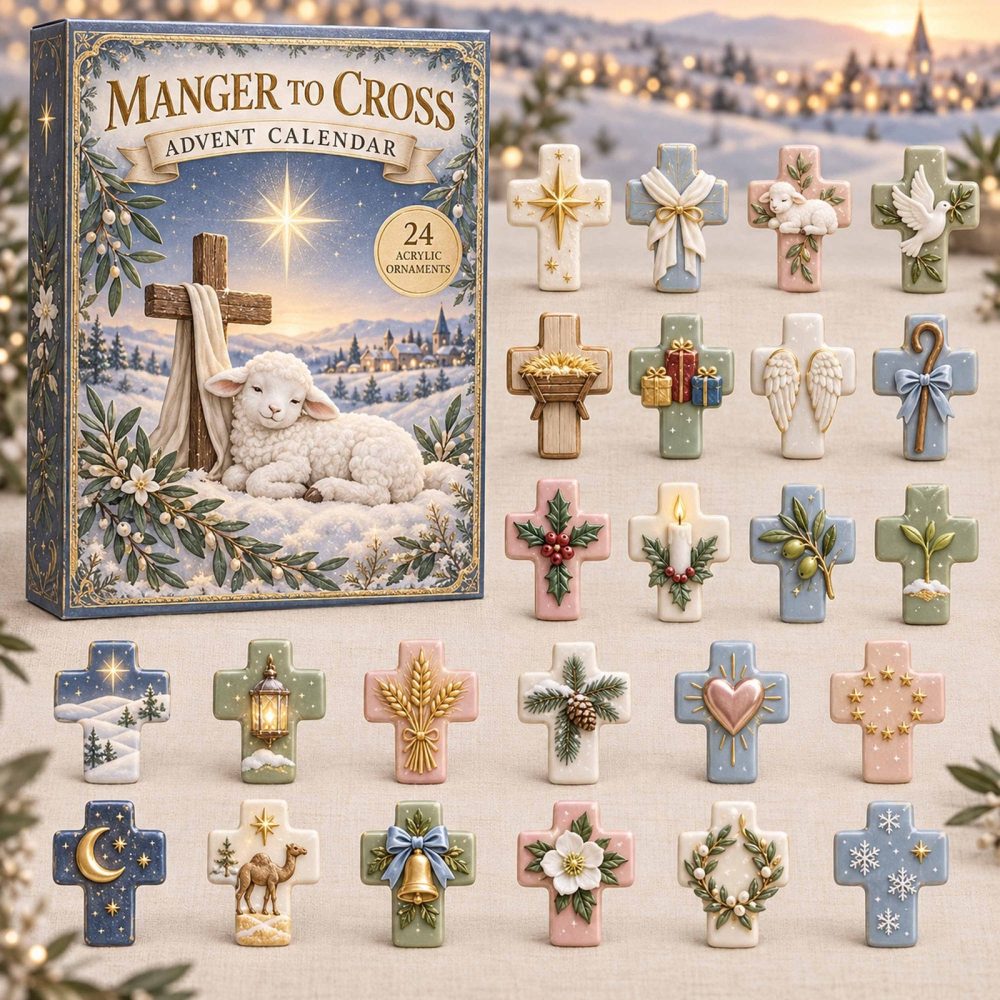 Manger To Cross Christian Advent Calendar - 24-Day Biblical Countdown With Acrylic Charms, Faith-Focused Holiday Keepsake