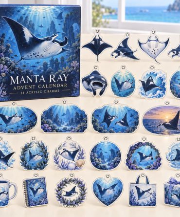 Manta Ray 24-Day Holiday Advent Calendar — 24 Collectible Acrylic Ocean Charms, Countdown Gift For Sea Lovers