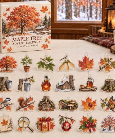 Autumn Maple Leaf Advent Calendar - 24 Acrylic Charms, Reusable Fall-Themed Countdown Gift For Nature Lovers & Crafters