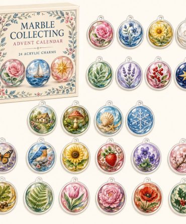 Marble Collector Advent Countdown - 24 Colorful Acrylic Marble Charms, Surprise Box For Hobbyists & Kids , Great Stocking Stuffer