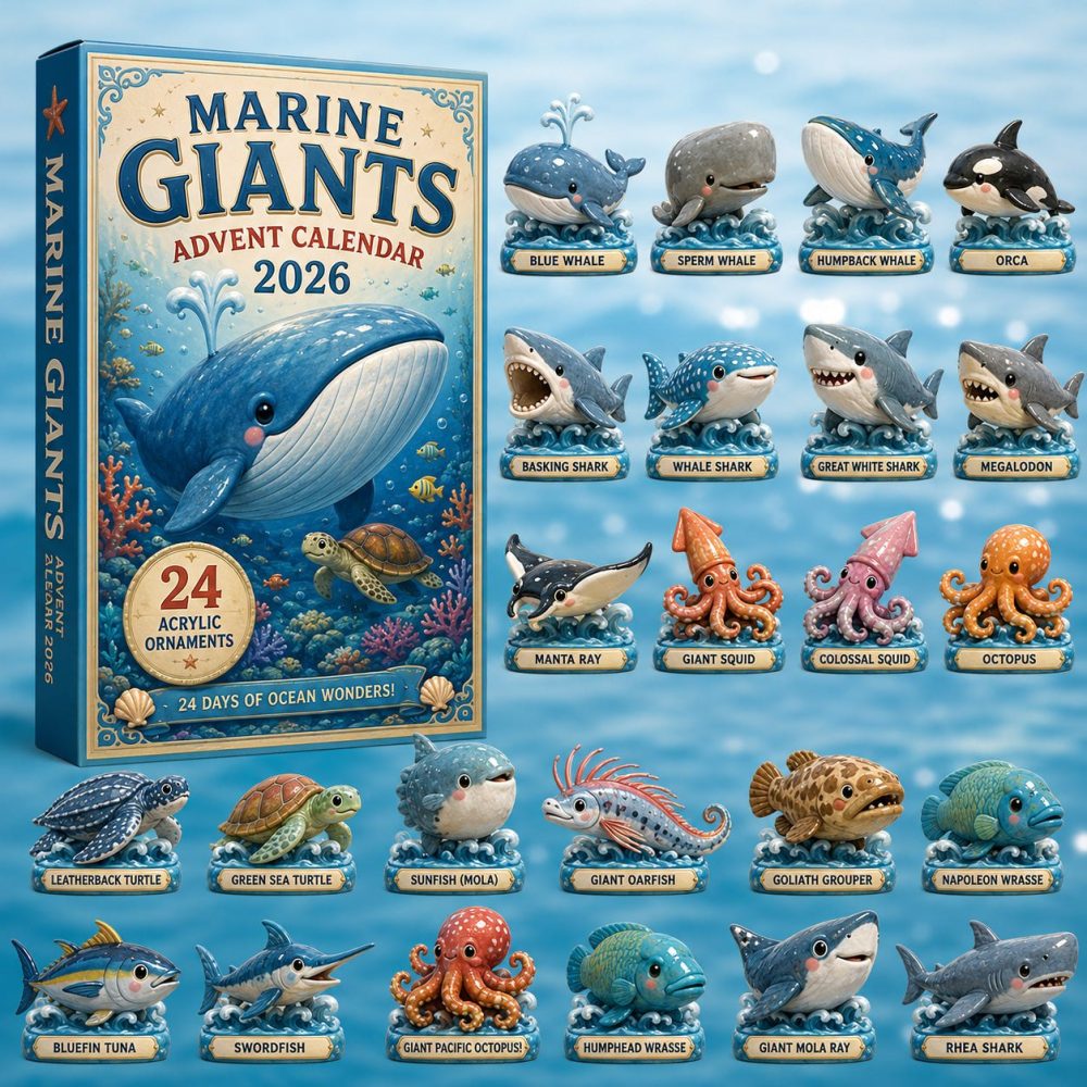 Marine Giants 2026 Advent Calendar — 24 Large Marine Creature Acrylic Charms, Ocean-Themed Holiday Countdown For Kids