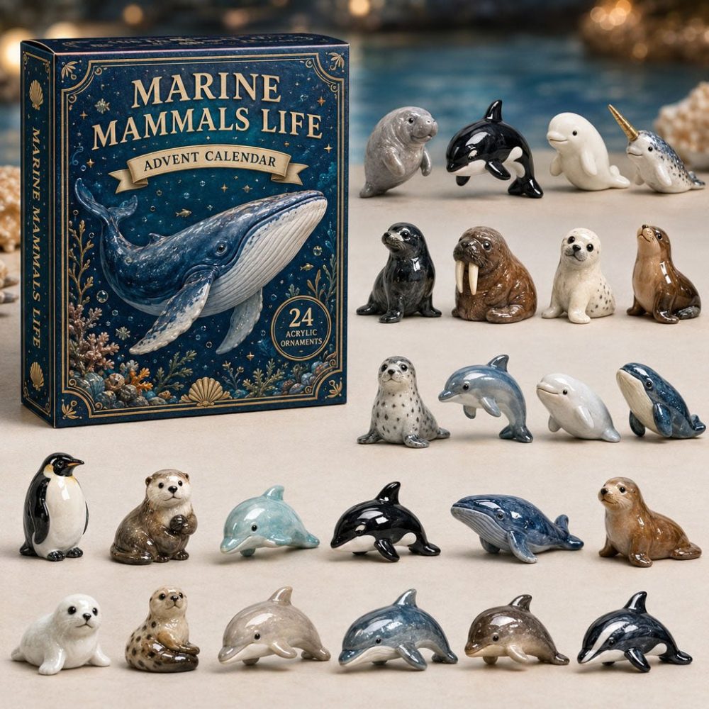 Marine Mammals 2026 Acrylic Charm Advent Calendar — 24-Day Ocean Countdown With Whales, Dolphins & Sea Life Collectibles