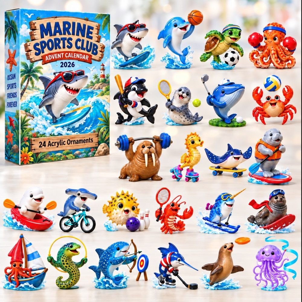 2026 Marine Sports Advent Calendar — 24 Acrylic Charms, Active Beach Sports Countdown Gift For Kids & Adults