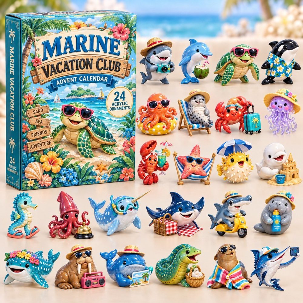 2026 Marine Vacation Club Advent Calendar — 24 Acrylic Charms & Beach-Themed Countdown Gift For Ocean Lovers