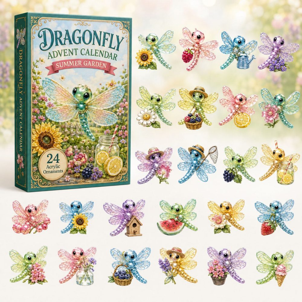 Meadow Dragonfly 2026 Advent Countdown — 24 Acrylic Dragonfly Charms, Nature-Inspired Holiday Calendar For Collectors