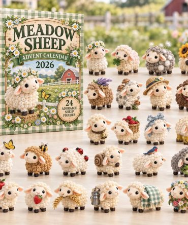Meadow Sheep 24-Door Rustic Countdown With Acrylic Sheep Charms — Pastoral Holiday Decor, Family-Friendly Advent Gift For Kids