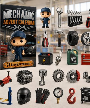 2026 Mechanic Pop Figure Advent Set — 24 Auto-Themed Acrylic Charms & Mini Mechanic Figures, Countdown Gift For Car Enthusiasts