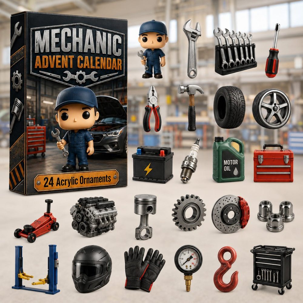 2026 Mechanic Pop Figure Advent Set — 24 Auto-Themed Acrylic Charms & Mini Mechanic Figures, Countdown Gift For Car Enthusiasts