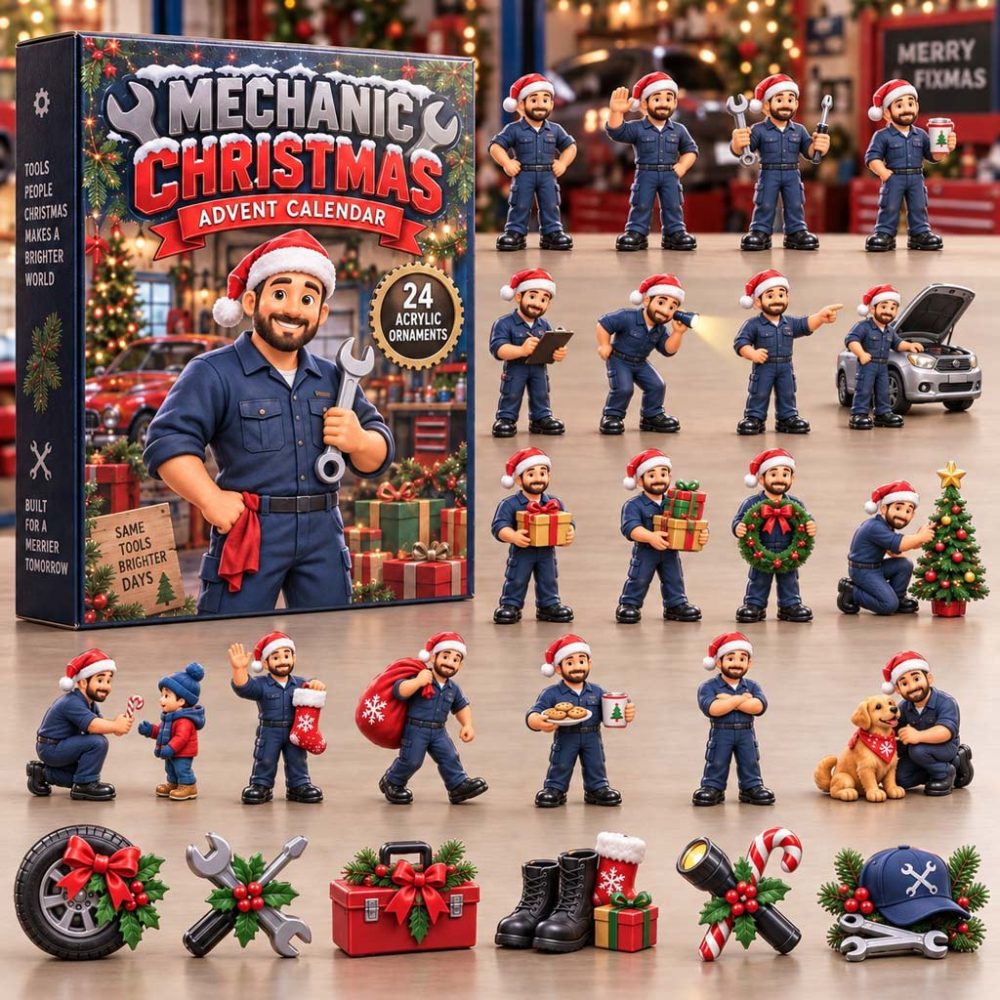 Mechanic Christmas Countdown 2026 — 24-Day Advent With Tool-Themed Acrylic Charms, Best Holiday Gift For Auto Mechanics & Gearheads