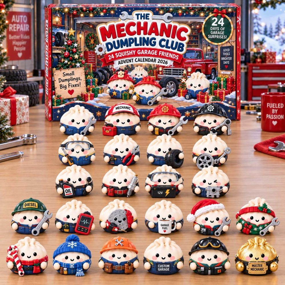 Mechanic Dumpling Club 2026 Advent Calendar — 24-Day Acrylic Charms Countdown, Automotive-Themed Holiday Gift & Decor