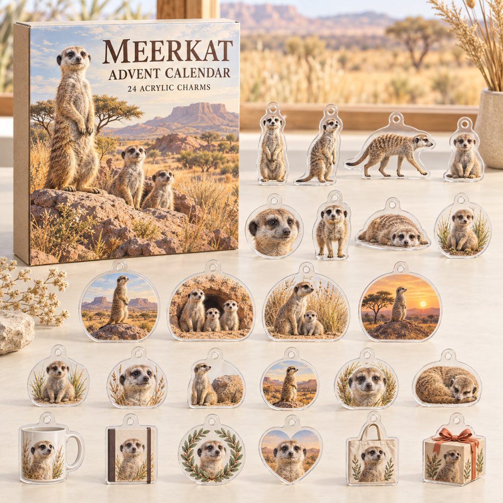 24-Day Meerkat Holiday Countdown — Playful Acrylic Charm Advent, Meerkat Collectible Set For Parties & Stocking Stuffers