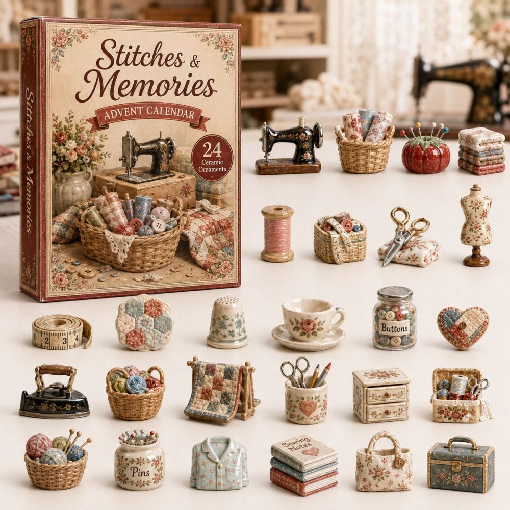 Memory Sewing 2026 Craft Advent Calendar — 24-Day Acrylic Charm Collection For Sewists, Quilters & Crafters