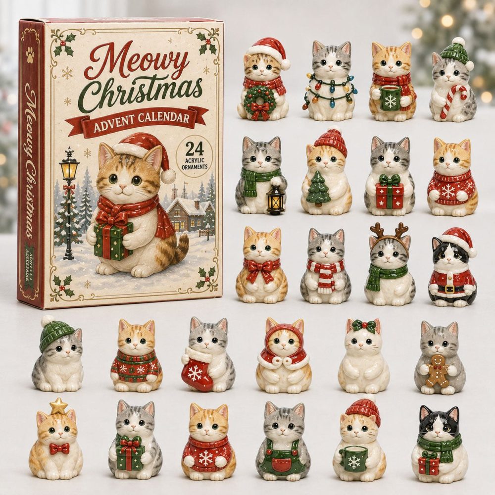 Meowy Christmas 2026 — 24-Day Cat Lover Advent Calendar With Adorable Acrylic Cat Charms, Perfect Holiday Gift