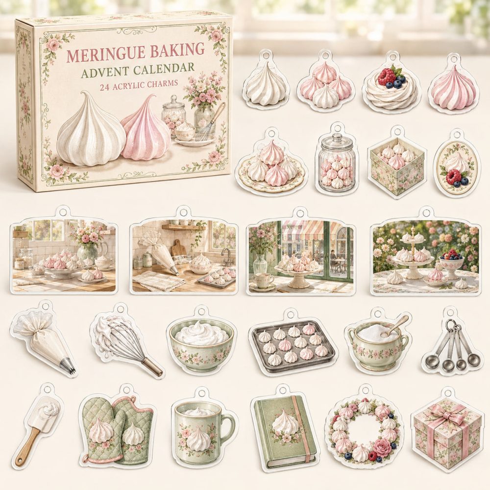 Meringue Baker Holiday Countdown Kit — 24 Acrylic Baking Charms For Advent, Christmas Gift For Pastry Lovers & Kitchen Crafters