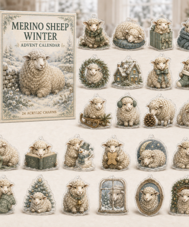 Merino Sheep Holiday Advent Calendar — 24 Acrylic Charms, Cozy Farmstead Christmas Gift For Shepherds, Wool & Sheep Lovers
