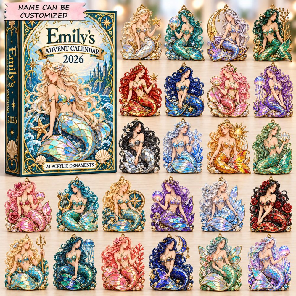 Mermaid Kingdom Advent Calendar 2026 - 24-Day Acrylic Charm Countdown, Royal Underwater Collectibles For Kids & Fans