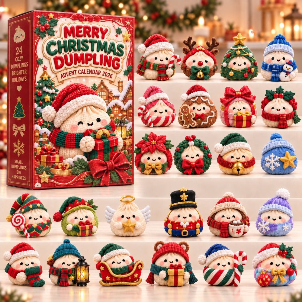 Festive Dumpling Christmas Advent Calendar 2026 — 24-Day Acrylic Charm Countdown, Kawaii Holiday Gift Set