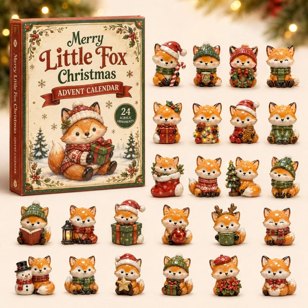Whimsical Fox Holiday Countdown 2026 — 24-Day Acrylic Charm Advent Calendar, Cute Gift For Kids & Nature Lovers