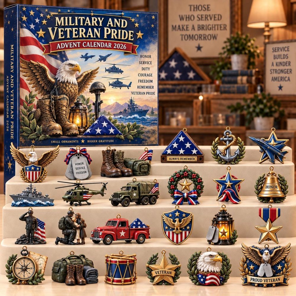 Military Veteran Pride Advent Calendar 2026 — 24-Day Patriotic Countdown With Acrylic Service & Honor Charms, Support Veterans Gift