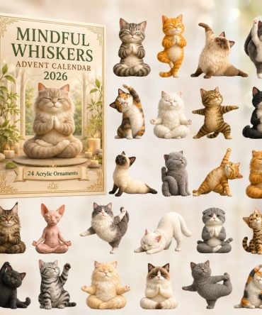 Mindful Whiskers Cat Charm Advent – 24-Day 2026 Acrylic Countdown Calendar, Calming Cat Gift For Pet Lovers