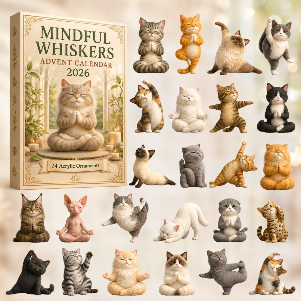 Mindful Whiskers Cat Charm Advent – 24-Day 2026 Acrylic Countdown Calendar, Calming Cat Gift For Pet Lovers