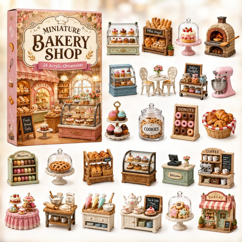 2026 Miniature Bakery Shop Advent Calendar — 24 Pastry Acrylic Charms & Tiny Bakeshop Collectibles, Sweet Holiday Countdown Gift For Bakers