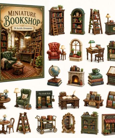 Miniature Bookshop Advent Calendar 2026 — 24-Day Acrylic Book Charms, Literary Holiday Countdown Gift For Book Lovers