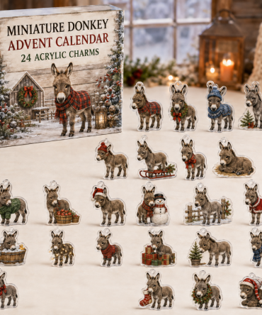 Miniature Donkey Christmas Countdown — 24 Acrylic Charms Advent Set, Perfect Gift For Donkey Fans & Farmstead Decor