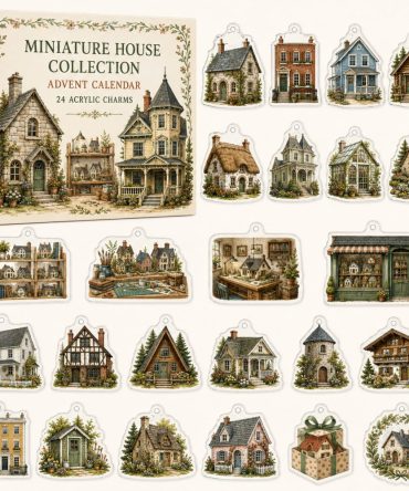 Miniature House Collectors Advent — 24 Tiny Acrylic Home Charms For Dollhouse Fans, Perfect Holiday Countdown Gift Set