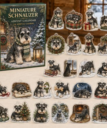 Miniature Schnauzer Acrylic Charm Advent Calendar — 24 Holiday Dog Charms , Cute Christmas Countdown For Schnauzer Fans